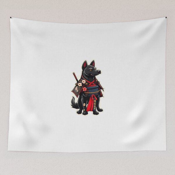 Item preview, Japan samurai katana black dog designed and sold by KorArtStudio.