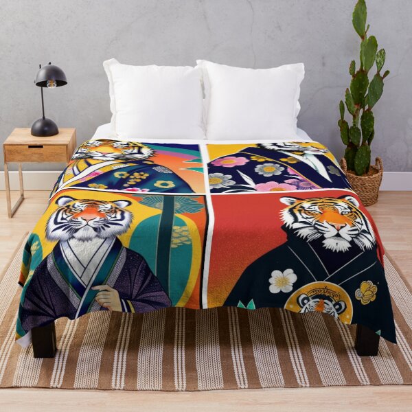 Item preview, Art board print tigers in kimonos designed and sold by Roxburylane.