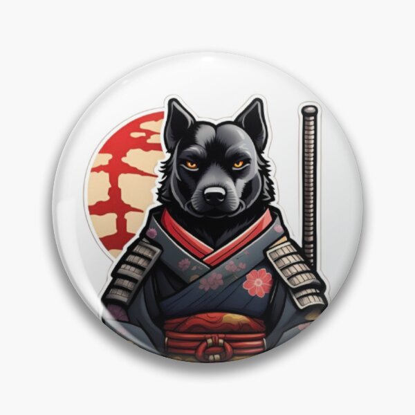 Item preview, Cute Japan samurai katana black dog designed and sold by KorArtStudio.