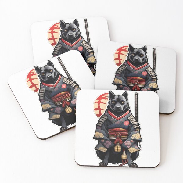 Item preview, Cute Japan samurai katana black dog designed and sold by KorArtStudio.