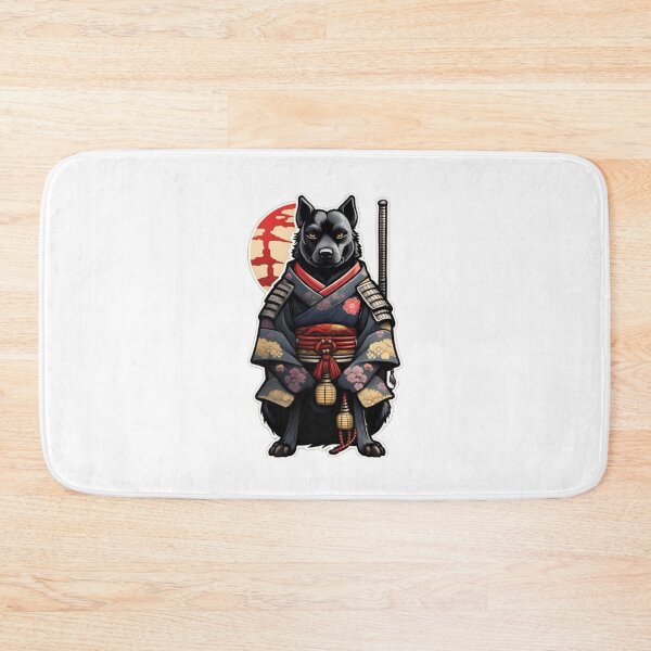 Item preview, Cute Japan samurai katana black dog designed and sold by KorArtStudio.