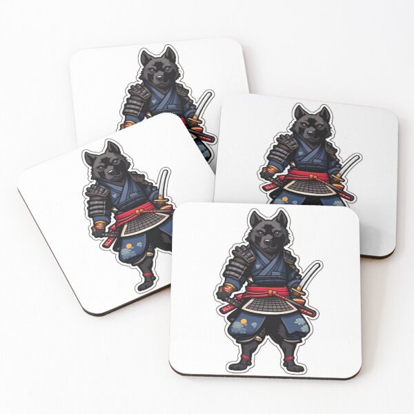 Item preview, Cool Japan samurai katana black dog designed and sold by KorArtStudio.