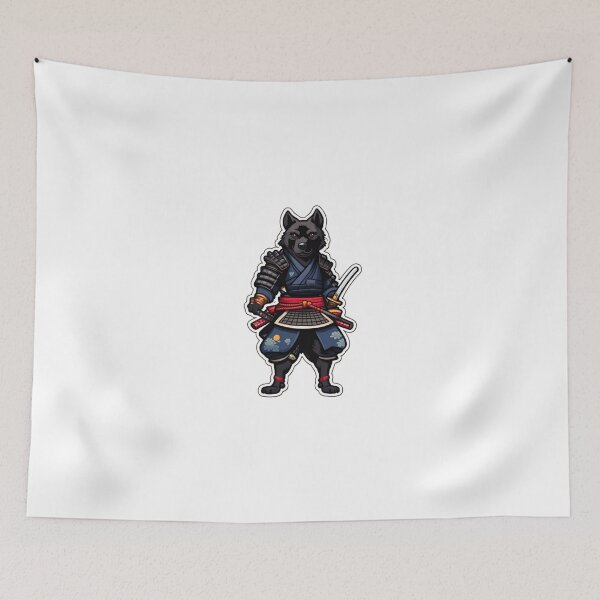 Item preview, Cool Japan samurai katana black dog designed and sold by KorArtStudio.