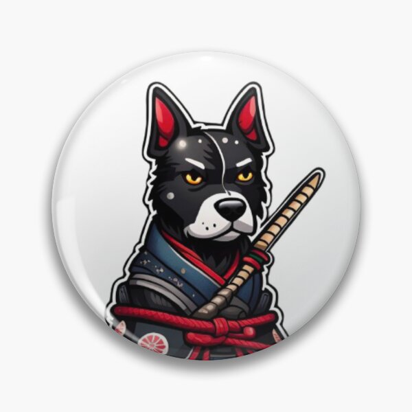 Item preview, Cute Japan samurai katana puppy black dog designed and sold by KorArtStudio.