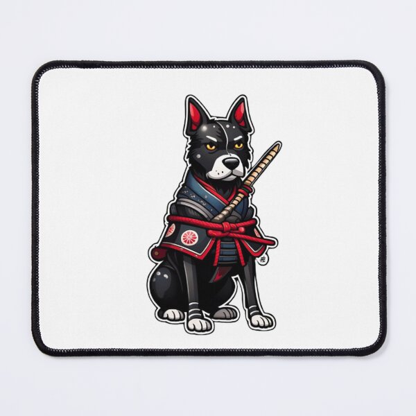 Item preview, Cute Japan samurai katana puppy black dog designed and sold by KorArtStudio.