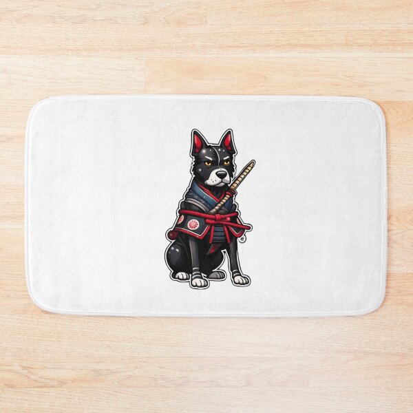 Item preview, Cute Japan samurai katana puppy black dog designed and sold by KorArtStudio.