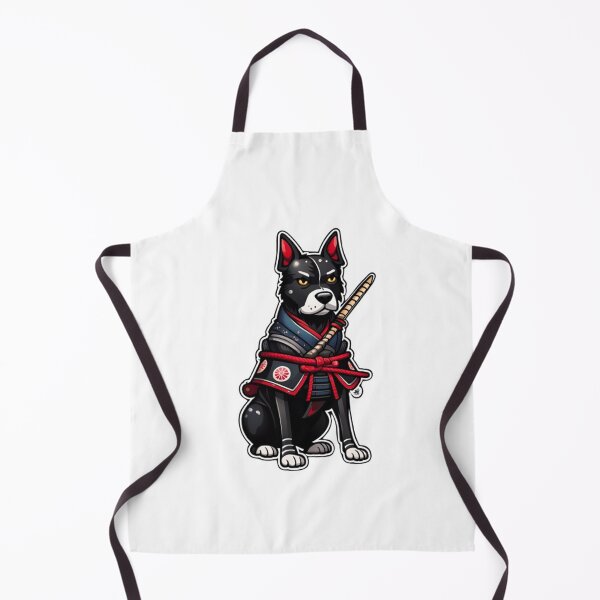 Item preview, Cute Japan samurai katana puppy black dog designed and sold by KorArtStudio.