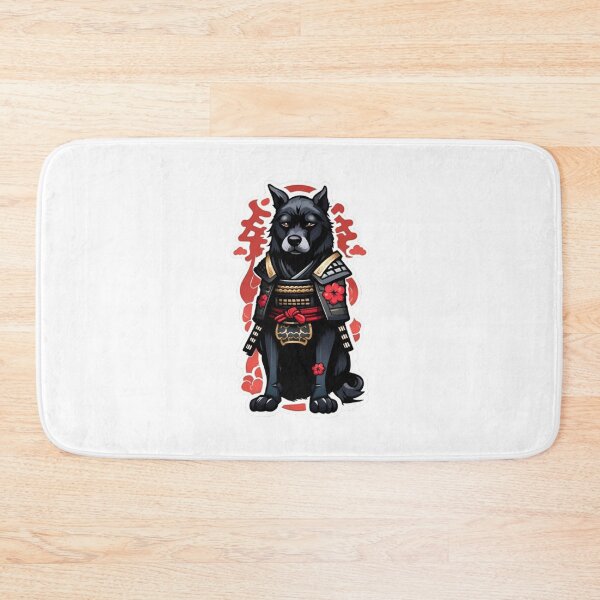 Item preview, Cool Japan samurai katana puppy black dog designed and sold by KorArtStudio.