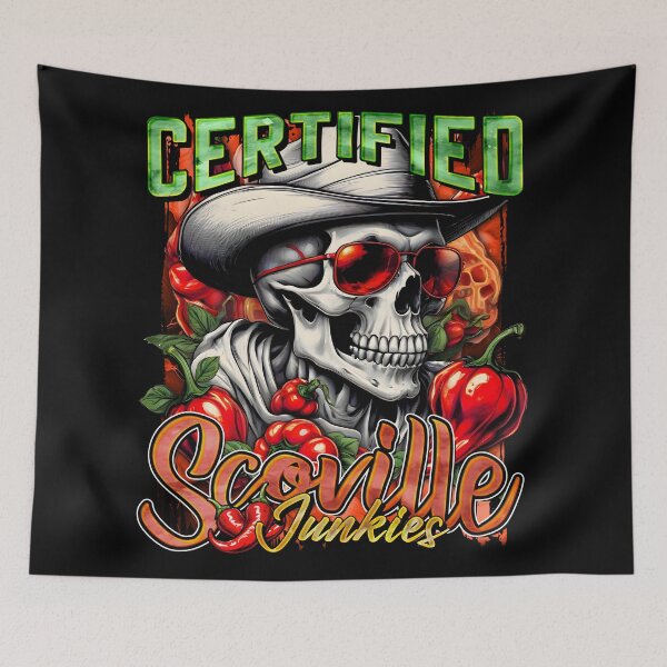 Item preview, Certified Scoville Junkies: Skulls Grinning Through the Habanero Haze designed and sold by SuriyaArts.