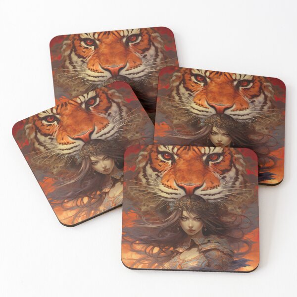 Item preview, female and her tiger designed and sold by ururuty.