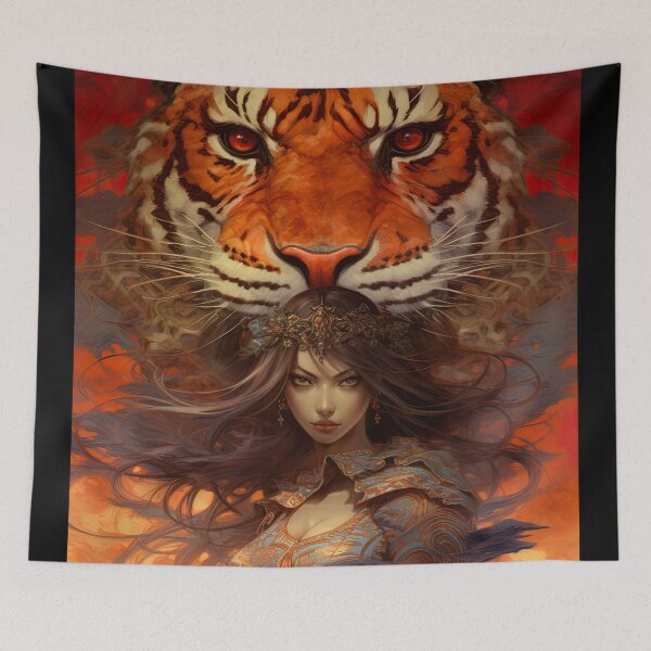 Item preview, female and her tiger designed and sold by ururuty.