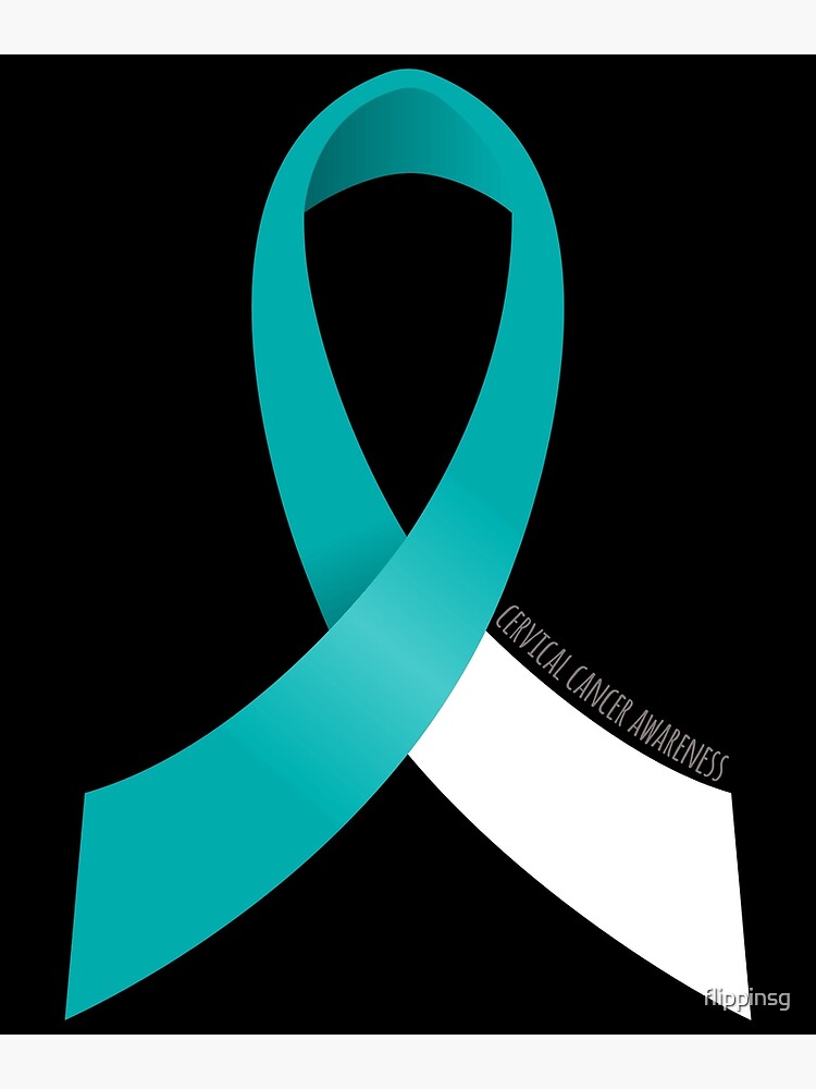Cervical Cancer Ribbon Personalized (Teal-White) Pack of 10