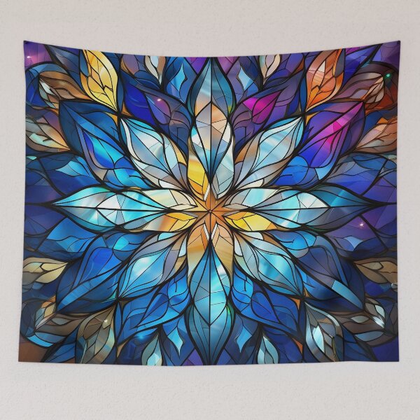 Item preview, Colorful stained glass Christmas snowflake print designed and sold by dcrc.