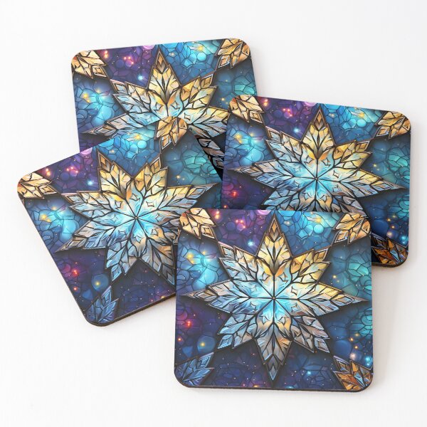 Item preview, colorful stained glass christmas snowflake print designed and sold by dcrc.
