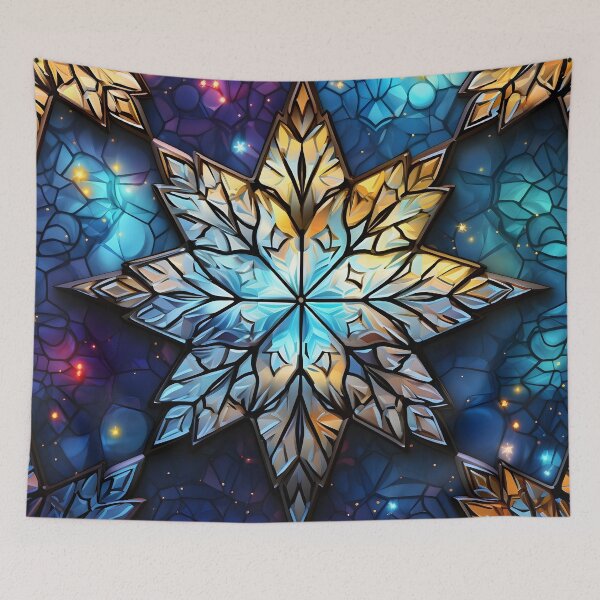 Item preview, colorful stained glass christmas snowflake print designed and sold by dcrc.