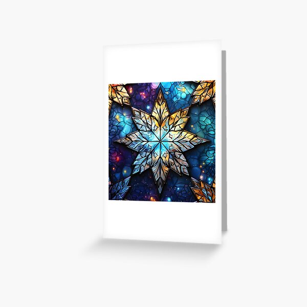 Item preview, colorful stained glass christmas snowflake print designed and sold by dcrc.