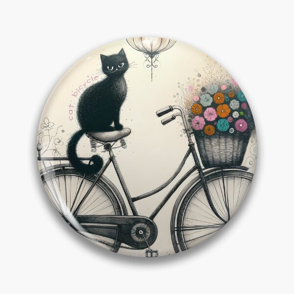 Item preview, Mystic Cat on Vintage Bicycle Art designed and sold by inkArtistryfine.