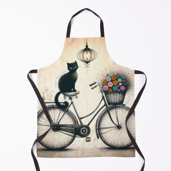 Item preview, Mystic Cat on Vintage Bicycle Art designed and sold by inkArtistryfine.