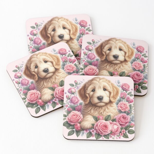Artikelvorschau, Goldendoodle-Welpe mit Rosen zum Valentinstag entworfen und verkauft von Animals-on-me.