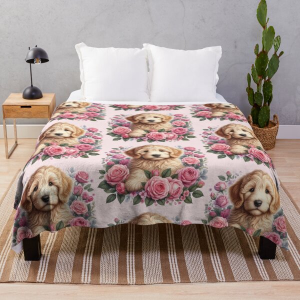 Item preview, Goldendoodle Puppy with Roses Valentine's Day designed and sold by Animals-on-me.
