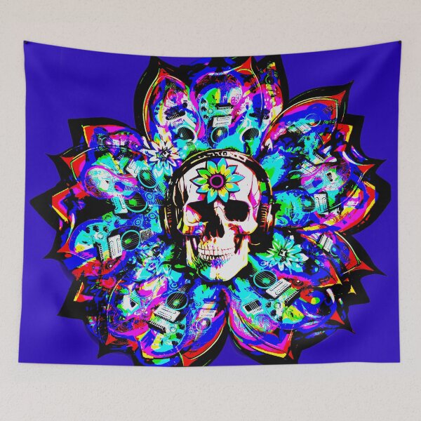 Item preview, Colorful Trippy Guitar Skullflower | Bold Rock & Roll Music Flower & Skull Graphic designed and sold by DopeStick.