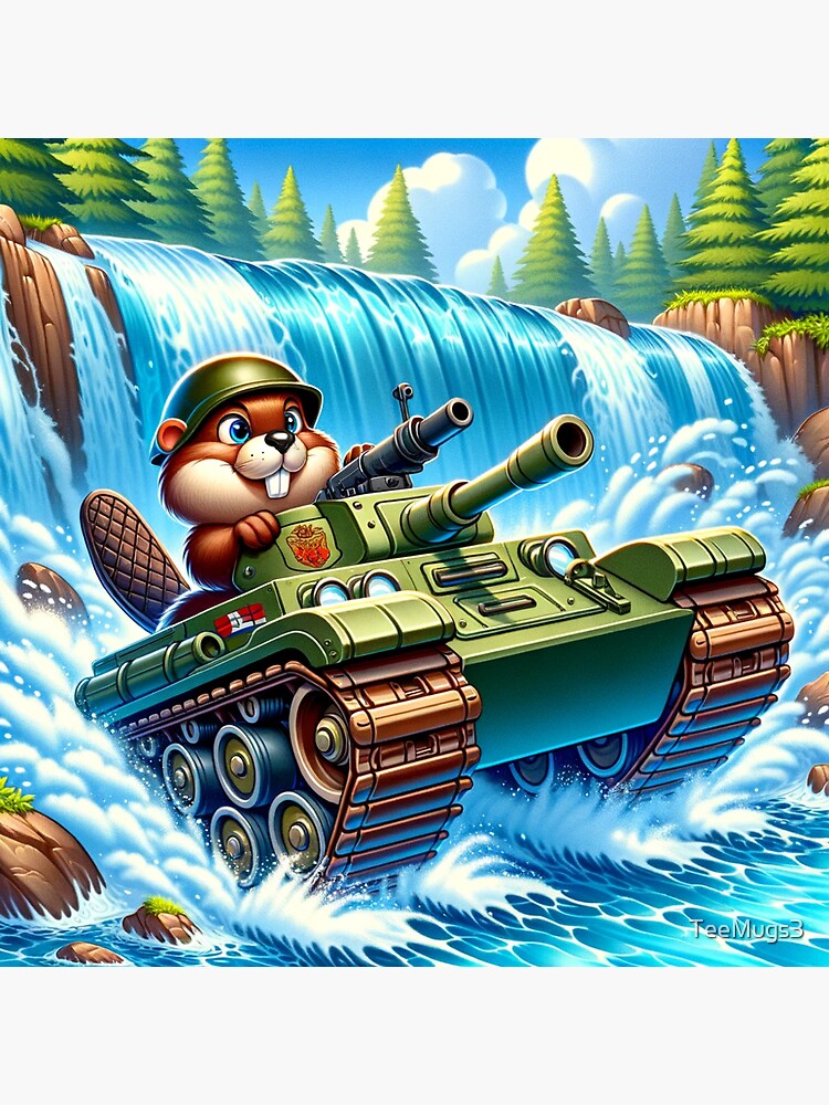 Thumbnail 3 of 3, Sticker, Beaver's Waterfall Tank Ride designed and sold by TeeMugs3.