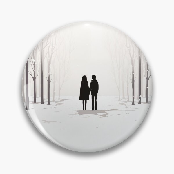 Item preview, Winter wonderland, couple in snow, aspen trees, forest, romantic, anniversary, wedding, kawaii style designed and sold by changingshores.