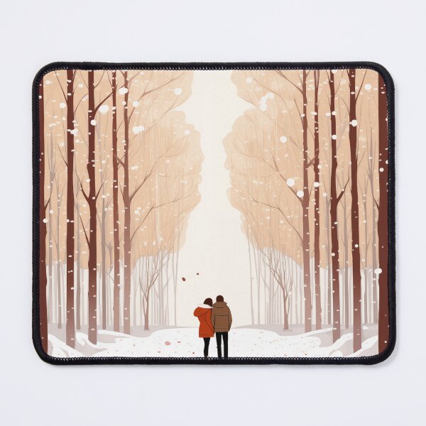 Item preview, Winter wonderland, couple in snow, aspen trees, forest, romantic, anniversary, wedding, kawaii style designed and sold by changingshores.