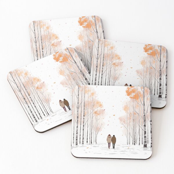 Item preview, Winter wonderland, couple in snow, aspen trees, forest, romantic, anniversary, wedding, kawaii style designed and sold by changingshores.