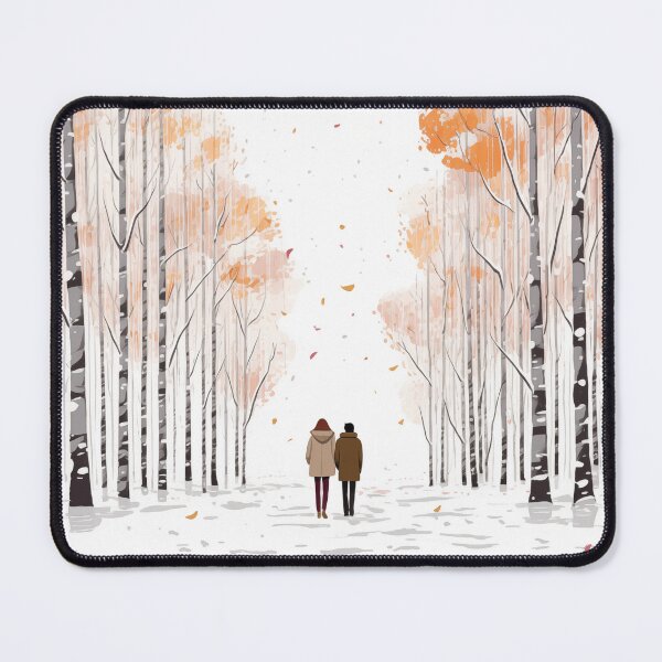 Item preview, Winter wonderland, couple in snow, aspen trees, forest, romantic, anniversary, wedding, kawaii style designed and sold by changingshores.