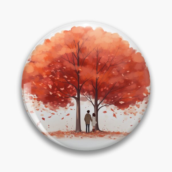 Item preview, Autumn Blaze, couple in autumn, fall colors, maple trees, forest, romantic, anniversary, wedding, kawaii style designed and sold by changingshores.