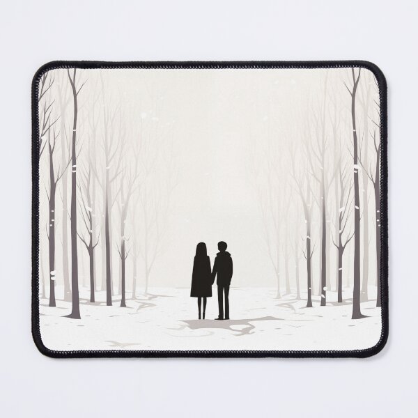 Item preview, Winter wonderland, couple in snow, aspen trees, forest, romantic, anniversary, wedding, kawaii style designed and sold by changingshores.