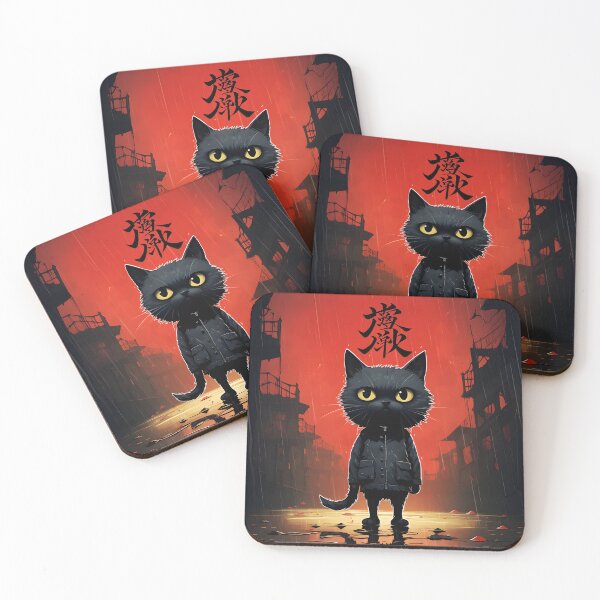 Item preview, Noir Cat in Rainy Cityscape designed and sold by inkArtistryfine.
