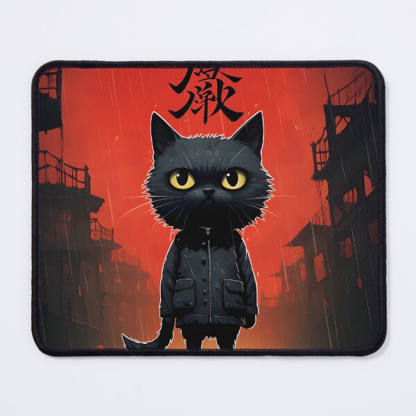 Item preview, Noir Cat in Rainy Cityscape designed and sold by inkArtistryfine.