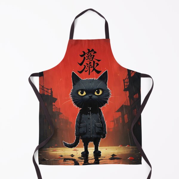 Item preview, Gato negro en paisaje urbano lluvioso designed and sold by inkArtistryfine.