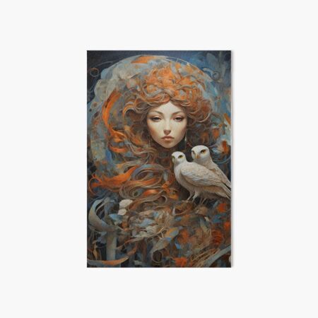 Item preview, Ephemeral Woman Holding Owls Dreamscape designed and sold by WANBASTEN.