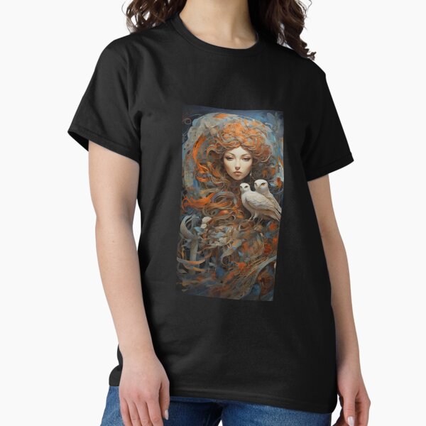 Item preview, Ephemeral Woman Holding Owls Dreamscape designed and sold by WANBASTEN.