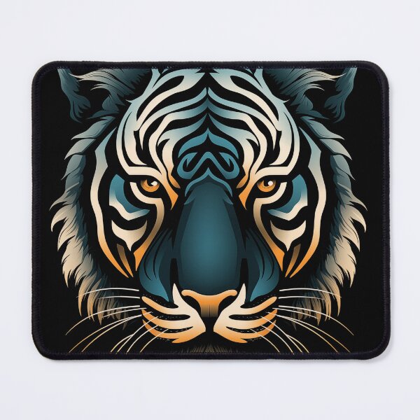 Item preview, Captivating Op Art Tiger in Blue and Ochre designed and sold by Moisky Art.