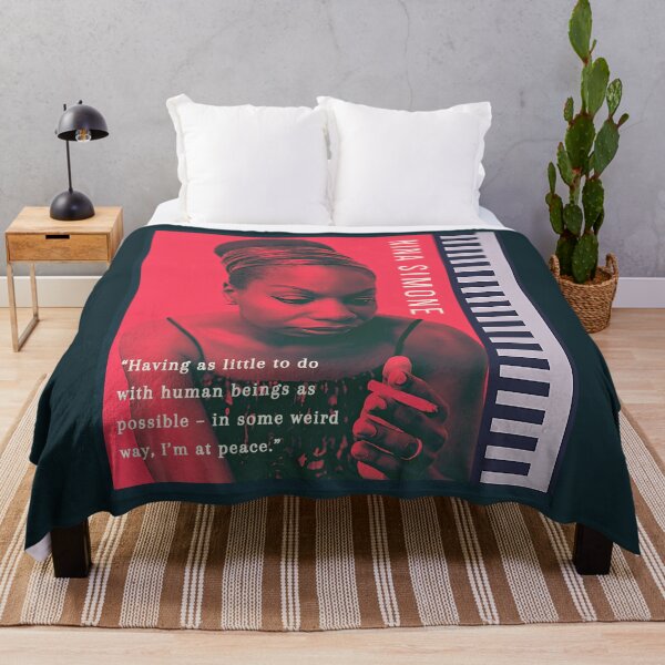 Item preview, Nina Simone portrait and quote: Having as little to do with human beings as possible - in some weird way, I'm at peace. designed and sold by artbleed.