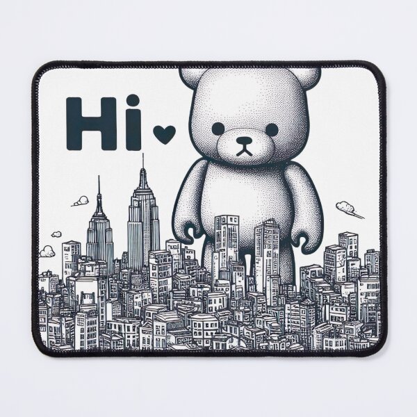 Item preview, "Adorable Bearbrick Cityscape: Cute Bearbrick and White Ink Urban Drawing" designed and sold by Huycao211.