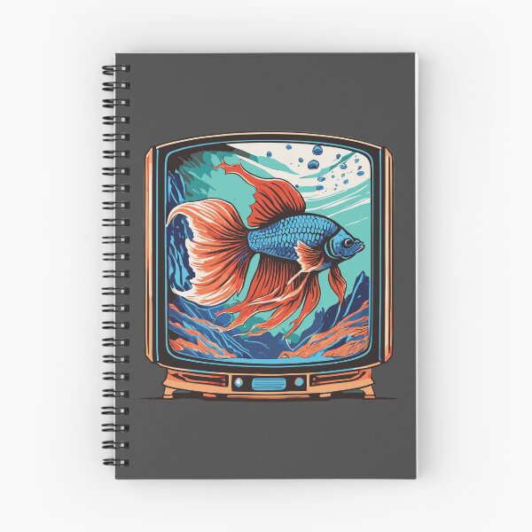 Aperçu de l'œuvre Poisson Betta dans une vieille télévision créée et vendue par Corner-Distro.