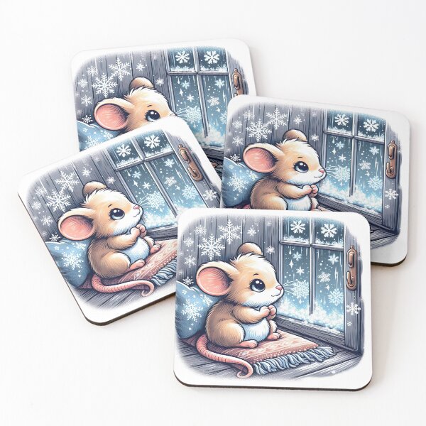 Item preview,  "Cozy Winter Mouse: Adorable Snowflake Gazing in Cute Art Style" designed and sold by Huycao211.
