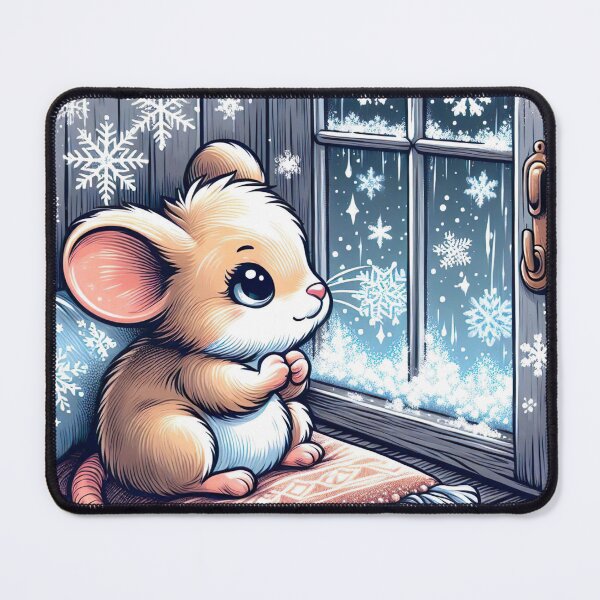 Item preview, "Cozy Winter Mouse: Adorable Snowflake Gazing in Cute Art Style" designed and sold by Huycao211.