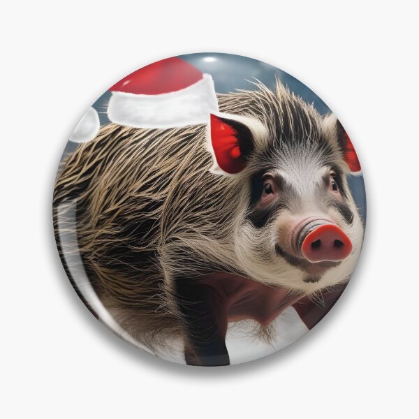 Item preview, WILD RAZORBACK HOG WITH CHRISTMAS HAT designed and sold by PIGCASSOSAIART.