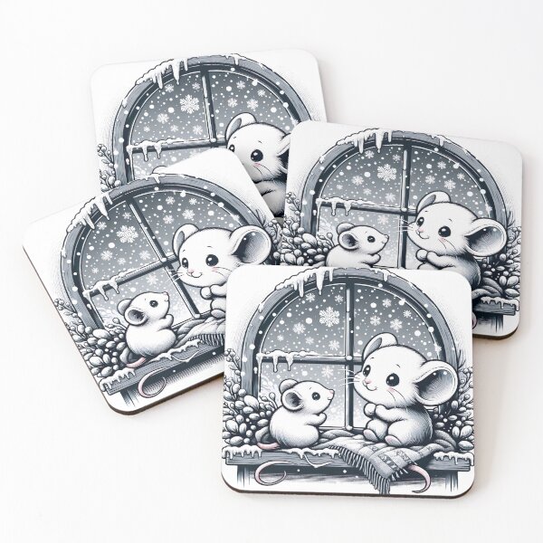 Item preview,  "Cozy Winter Mouse: Adorable Snowflake Gazing in Cute Art Style" designed and sold by Huycao211.
