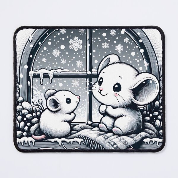 Item preview, "Cozy Winter Mouse: Adorable Snowflake Gazing in Cute Art Style" designed and sold by Huycao211.