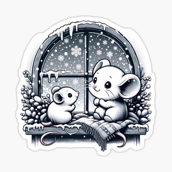 Item preview,  "Cozy Winter Mouse: Adorable Snowflake Gazing in Cute Art Style" designed and sold by Huycao211.