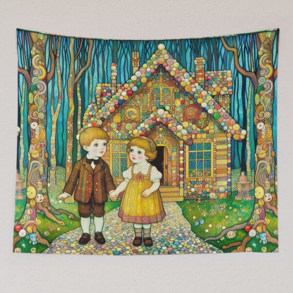 Item preview, Hansel and Gretel in front of a Candy House [Fairy tale Art] designed and sold by CristalleLisa.