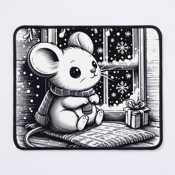Item preview, "Cozy Winter Mouse: Adorable Snowflake Gazing in Cute Art Style" designed and sold by Huycao211.