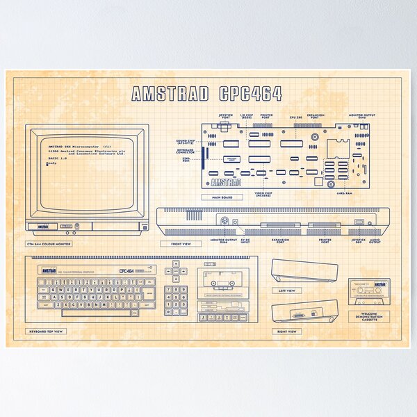 Vista previa del artículo con la obra «Amstrad CPC 464 (Old Blue Grid)», diseñado y vendido por BGALAXY.